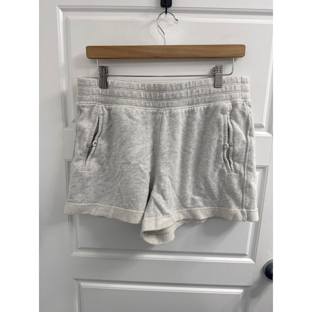 Aerie Womens Gray Heathered‎ Fleece Lounge Shorts Size Medium Elastic Waist Zip